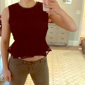 Cupcakes & cashmere Lace peplum top